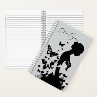 Ethereal Ballerina Butterflies Monochromatic Name Notebook