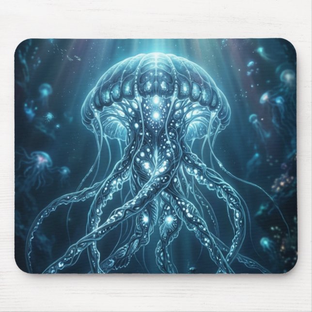 Ethereal Bioluminescent Jellyfish Gaming Mousepad  (Front)