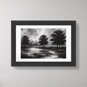 Ethereal Black and White Landscape Framed Art