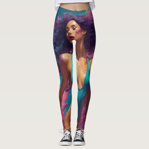 Ethereal Bloom Exquisite Printed Leggings Leggings