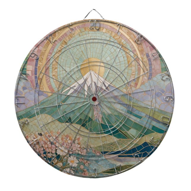 Ethereal Bloom: Pastel Mosaic Volcano in Spring Dart Board (Front)