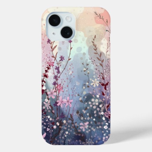 Ethereal Blooms Colorful Floral Pattern iPhone 15 Case