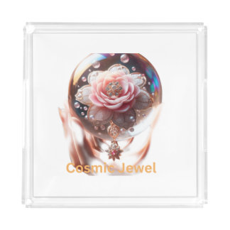  Ethereal Blossom: Jewel of Enchantment Acrylic Tray
