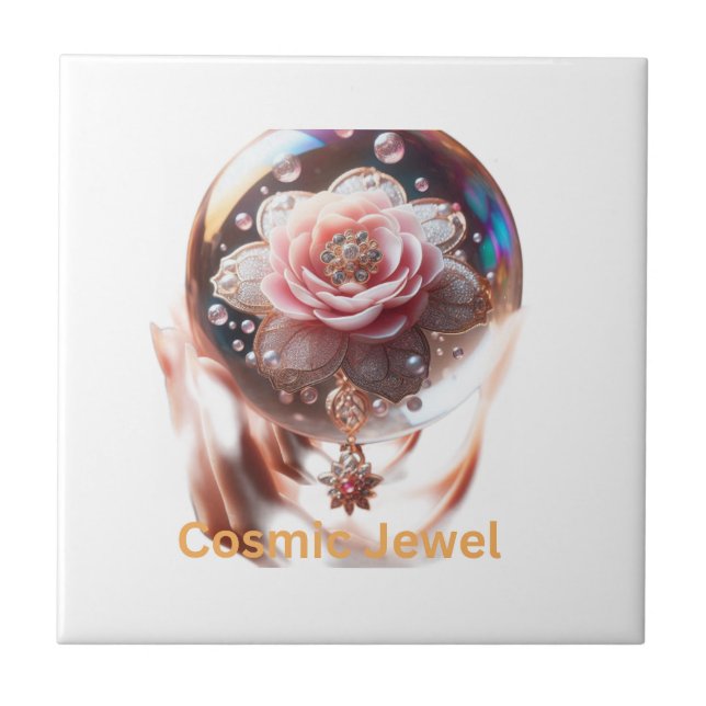  Ethereal Blossom: Jewel of Enchantment Ceramic Tile (Front)