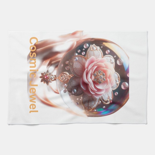  Ethereal Blossom: Jewel of Enchantment Kitchen Towel (Horizontal)