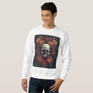 "Ethereal Blossoms: A Skull Amidst Flowers" Sweatshirt