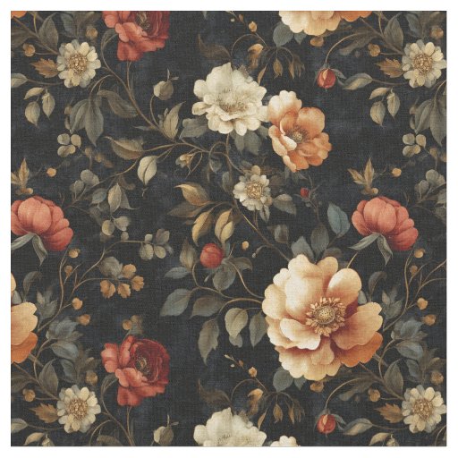 Ethereal Blossoms - Dark Moody Flowers Fabric