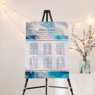 Ethereal Blue Agate & Rose Gold Seating Chart Foam Board