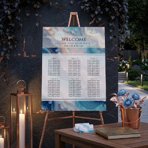 Ethereal Blue Agate & Rose Gold Seating Chart Foam Board
