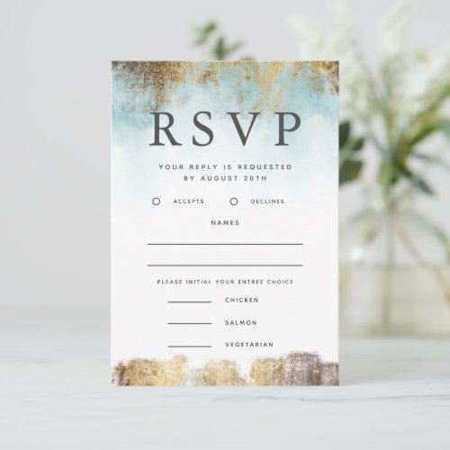 Ethereal Blue and Gold RSVP with Meal Choice