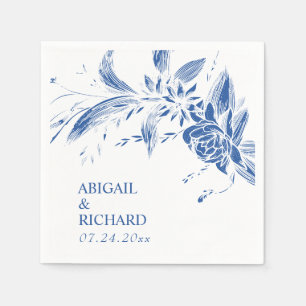 Ethereal blue and white flowers wedding napkins