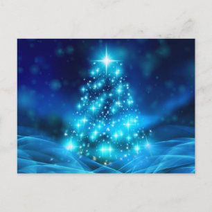 Ethereal Blue Christmas Tree Postcard