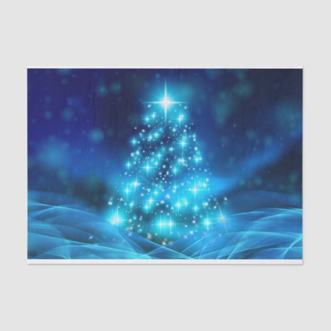 Ethereal Blue Christmas Tree Tissue Paper (Front)