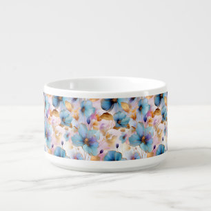 Ethereal Blue Flowers in Soft Pastels Alcohol Ink Bowl