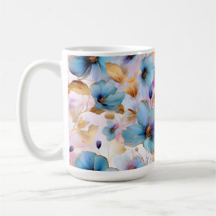 Ethereal Blue Flowers in Soft Pastels Alcohol Ink Coffee Mug