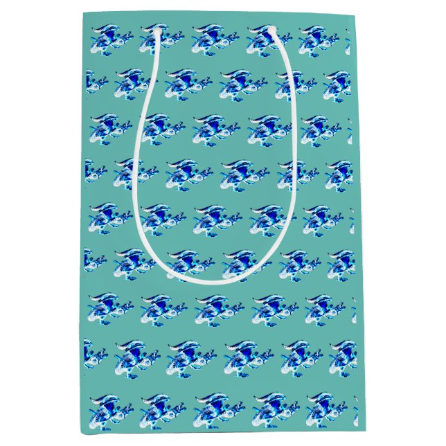 Ethereal Blue Frost Dragon Scene Medium Gift Bag (Front)