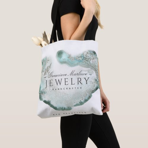 Ethereal Blue Green Agate Jewelry Designer Tote Bag