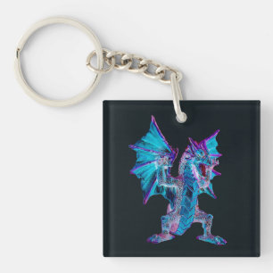 Ethereal Blue Inferno Serpent Arcane Night Visual  Keychain