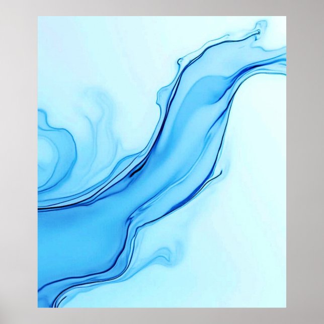 Ethereal Blue Liquid Art Swirls Poster (Front)