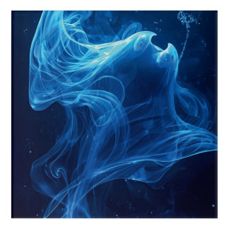 Ethereal Blue Smoke Abstract Ar Acrylic Print