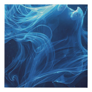 Ethereal Blue Smoke Abstract Ar Faux Canvas Print