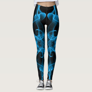 Ethereal Blue Smoke Abstract Art Leggings