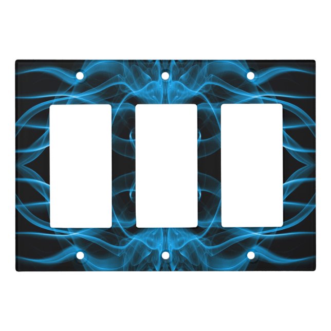 Ethereal Blue Smoke Abstract Art Light Switch Cover (Front)