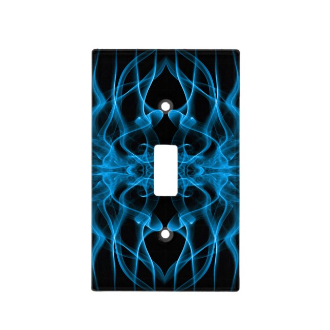 Ethereal Blue Smoke Abstract Art Light Switch Cover (Front)