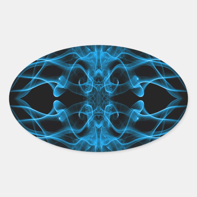 Ethereal Blue Smoke Abstract Art Oval Sticker (Front)