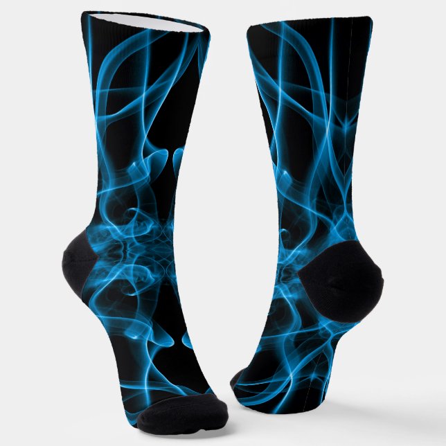 Ethereal Blue Smoke Abstract Art Socks (Angled)