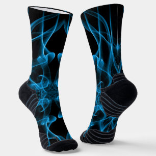 Ethereal Blue Smoke Abstract Art Socks