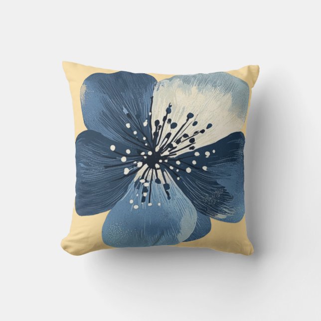 Ethereal Blue 🌸 Throw Pillow (Front)