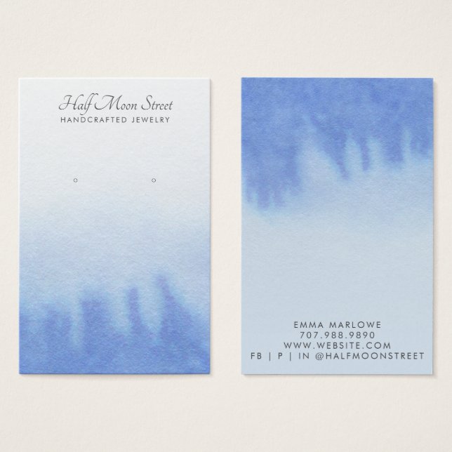 Ethereal Blue Watercolor Earring Jewelry Display  (Front & Back)