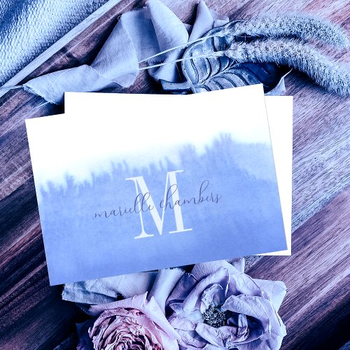 Ethereal Blue Watercolor Monogram  Note Card