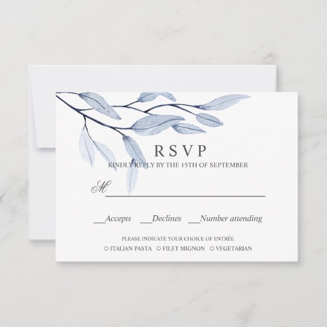 Ethereal Blue | WEDDING RSVP MEAL CHOICE (Front)