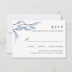 Ethereal Blue   WEDDING RSVP MEAL CHOICE Card