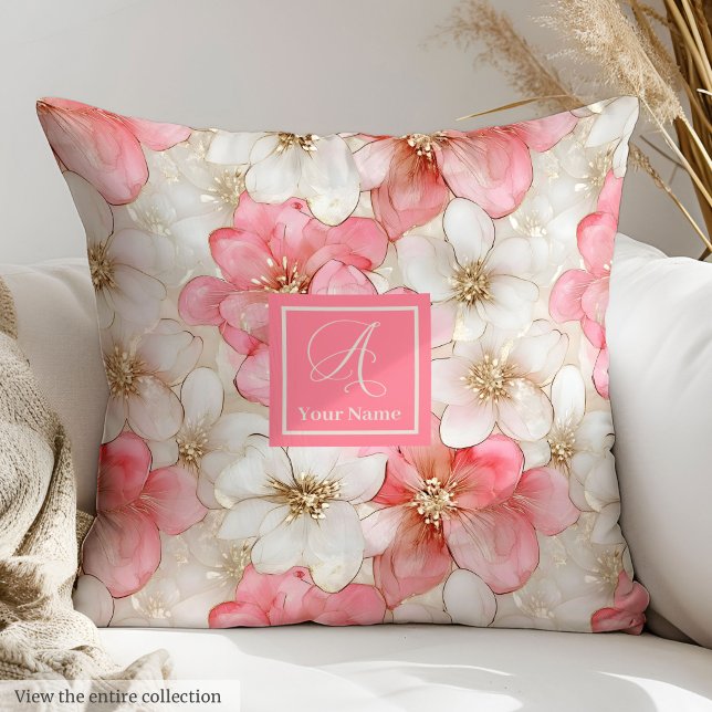 Ethereal Blush Floral Throw Pillow Personalized (Ethereal Blush Floral Throw Pillow Personalized)