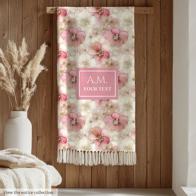 Ethereal Blush & Gold Elegant Custom Name Blanket (Ethereal Blush & Gold Elegant Custom Name Blanket)