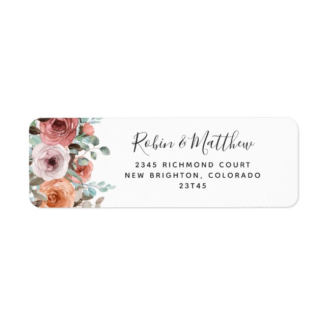 Ethereal Blush, Peach  Floral Return Address Label (Front)