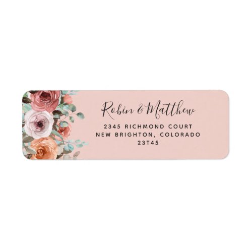 Ethereal Blush Peach Floral Return Address Label