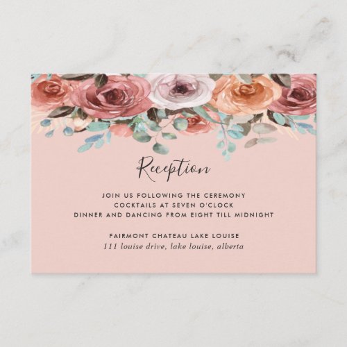 Ethereal Blush Peach Floral Wedding Reception Enclosure Card