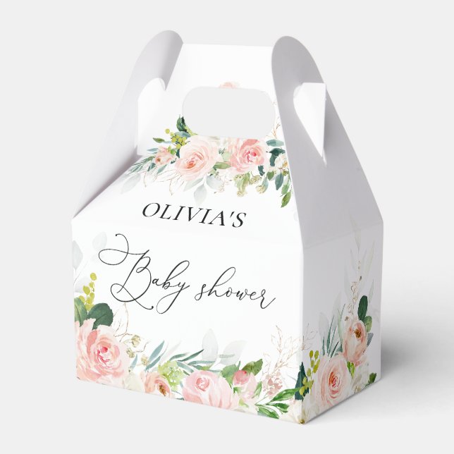 Ethereal Blush Pink Roses Baby Shower  Favor Box (Front Side)