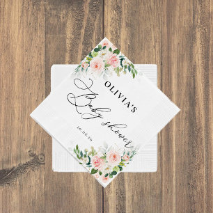 Ethereal Blush Pink Roses Baby Shower Paper Napkins