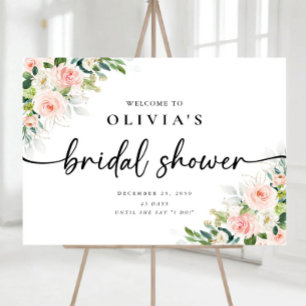 Ethereal Blush Pink Roses Bridal Shower Foam Board