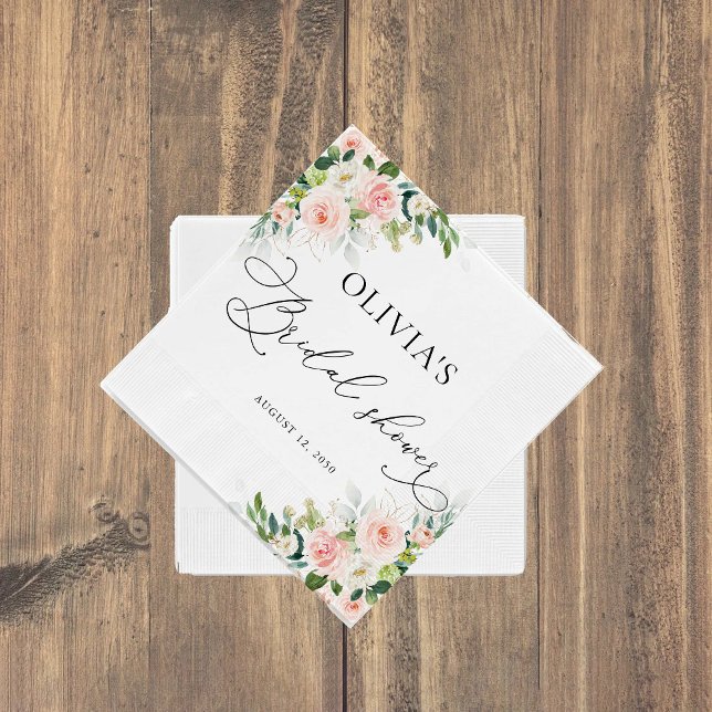 Ethereal Blush Pink Roses  Bridal Shower Napkins (Creator Uploaded)