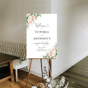 Ethereal Blush Pink Roses Engagement Party Foam Board