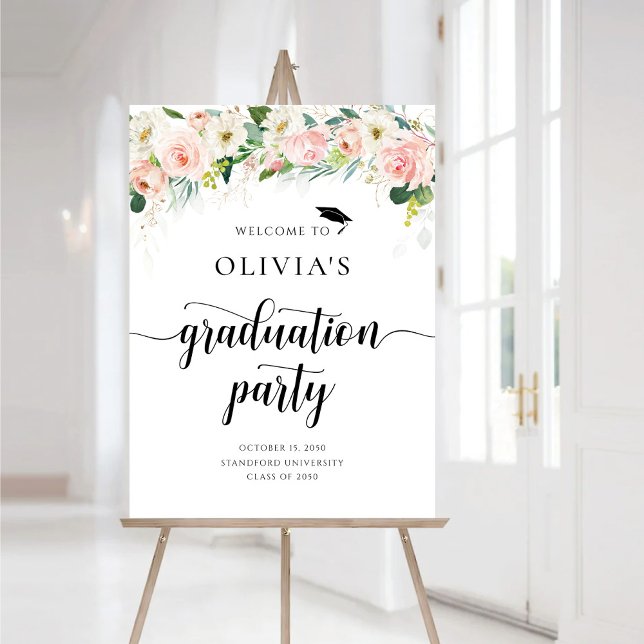 Ethereal Blush Pink Roses Graduation Party Foam Board (Creator Uploaded)
