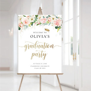 Ethereal Blush Pink Roses Graduation Party Foam Board