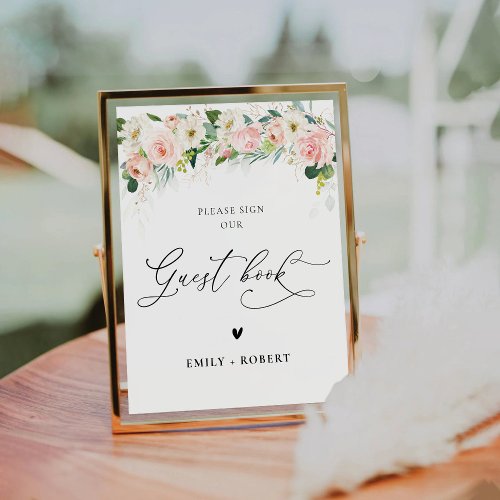 Ethereal Blush Pink Roses Guest Book Sign
