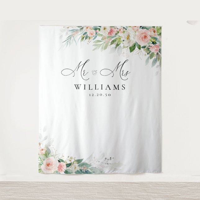 Ethereal Blush Pink Roses Wedding Backdrops (Front)